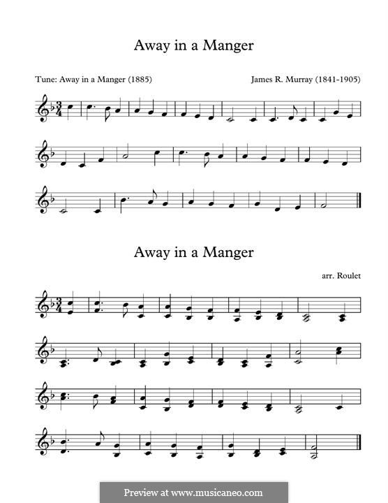 Away in a Manger (Printable Scores): For marimba by James R. Murray