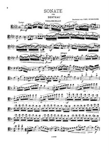 Sonata for Cello and Piano in F Major: parte Solo by Martin Berteau