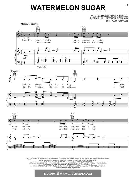 Watermelon Sugar (Harry Styles): Para vocais e piano (ou Guitarra) by Tom Hull, Tyler Sam Johnson, Mitch Rowland
