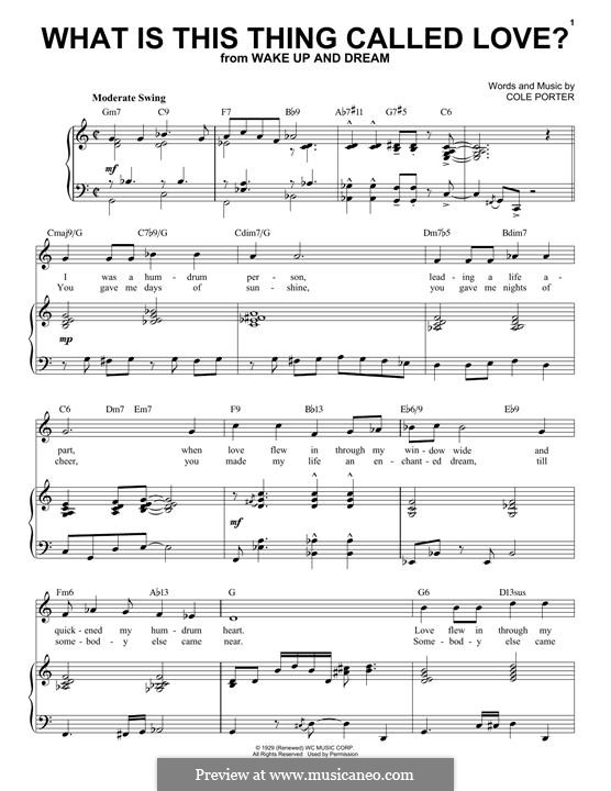 What Is This Thing Called Love?: For voice and piano (jazz version) by Cole Porter