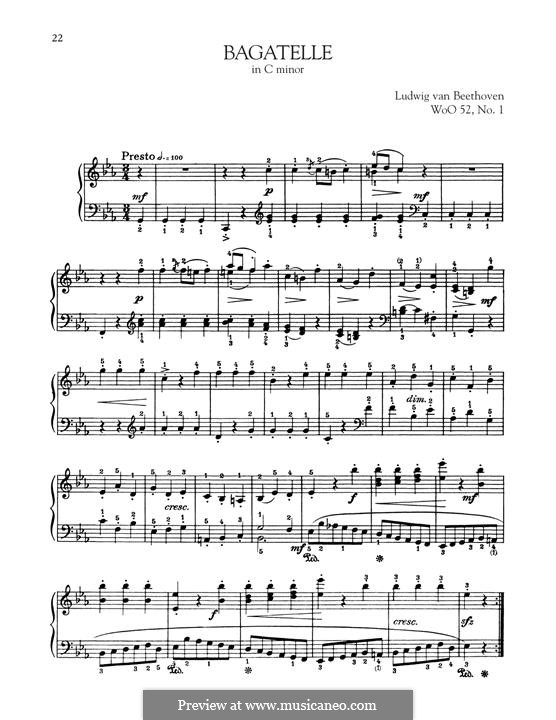 Two Bagatelles, WoO 52, 56: Bagatelle in C Minor by Ludwig van Beethoven