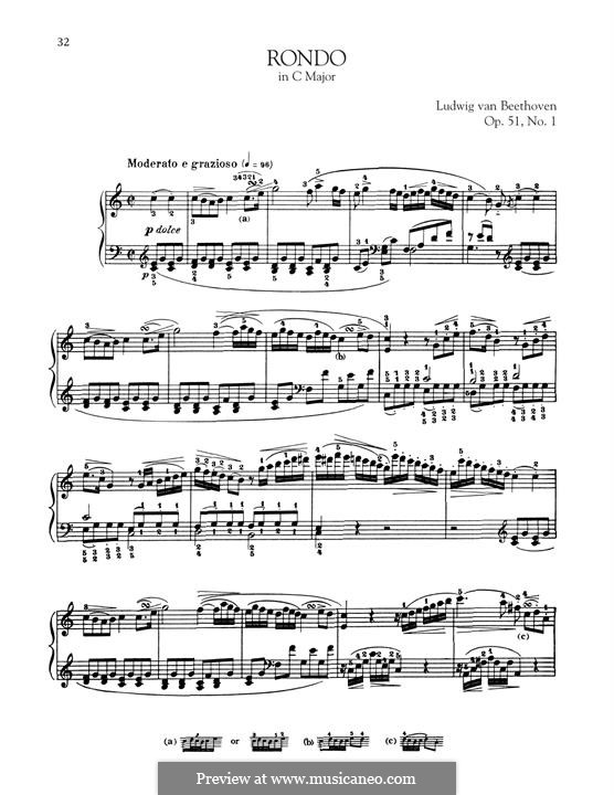 Two Rondos for Piano, Op.51: Rondo No.1 by Ludwig van Beethoven
