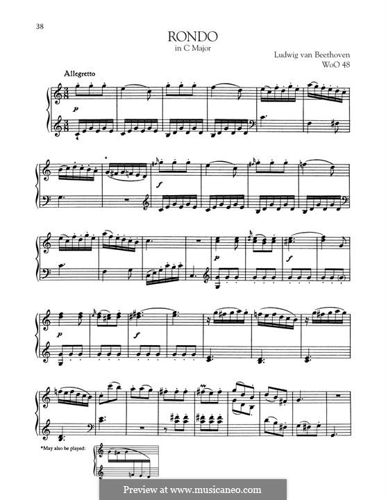 Rondo in C Major, WoO 48: Para Piano by Ludwig van Beethoven