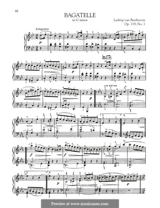 Eleven New Bagatelles for Piano, Op.119: Bagatelle No.1 by Ludwig van Beethoven