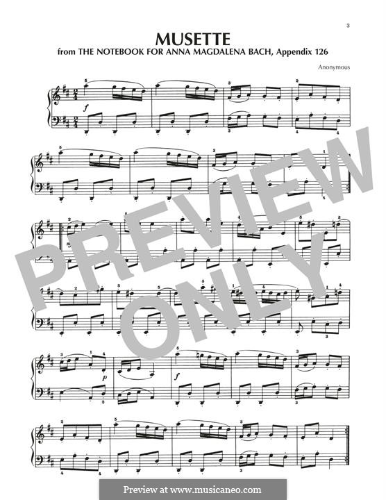 No.22 Musette in D Major, BWV Anh.126: Para Piano by Johann Sebastian Bach