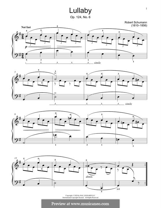 Album Leaves, Op.124: No.6 Wiegenliedchen (Little Lullaby) by Robert Schumann