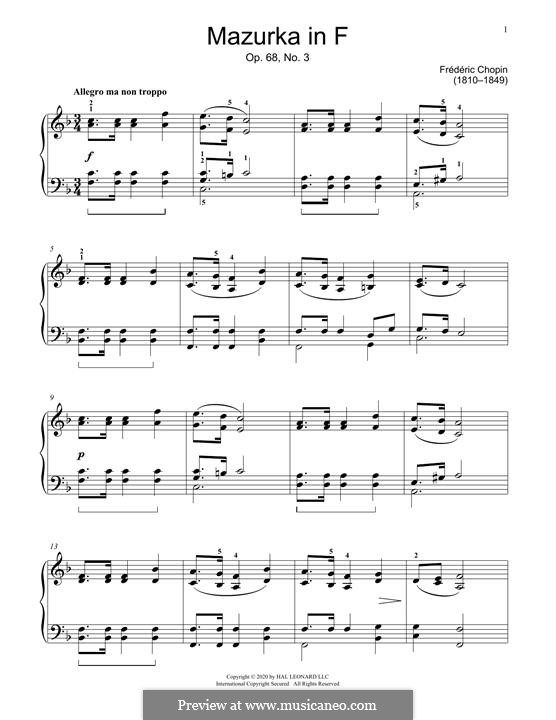 Mazurkas, Op. posth.68: No 3  by Frédéric Chopin