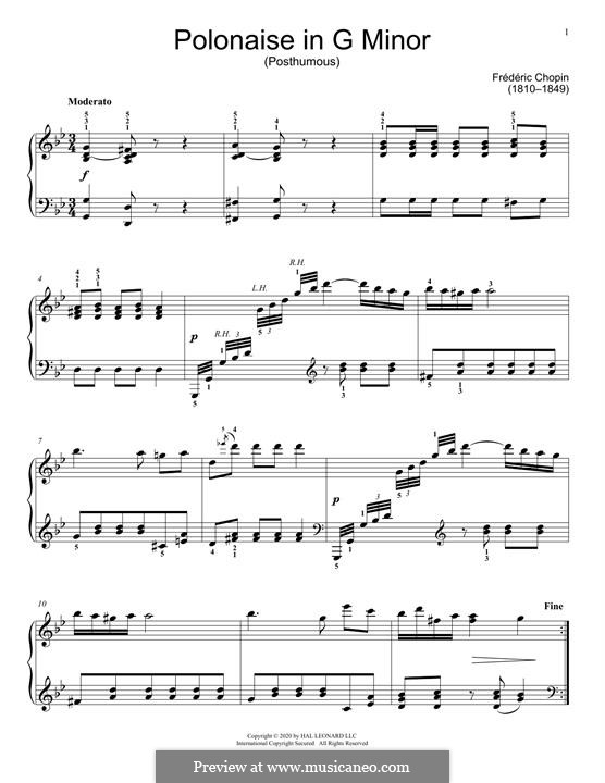 Polonaise in G Minor, B.1 KK IIa/1: Para Piano by Frédéric Chopin