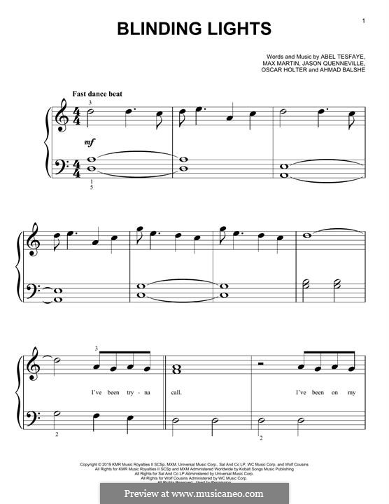 Blinding Lights (The Weeknd): Para Piano by Max Martin, Abel Tesfaye, Ahmad Balshe, Jason Quenneville, Oscar Holter