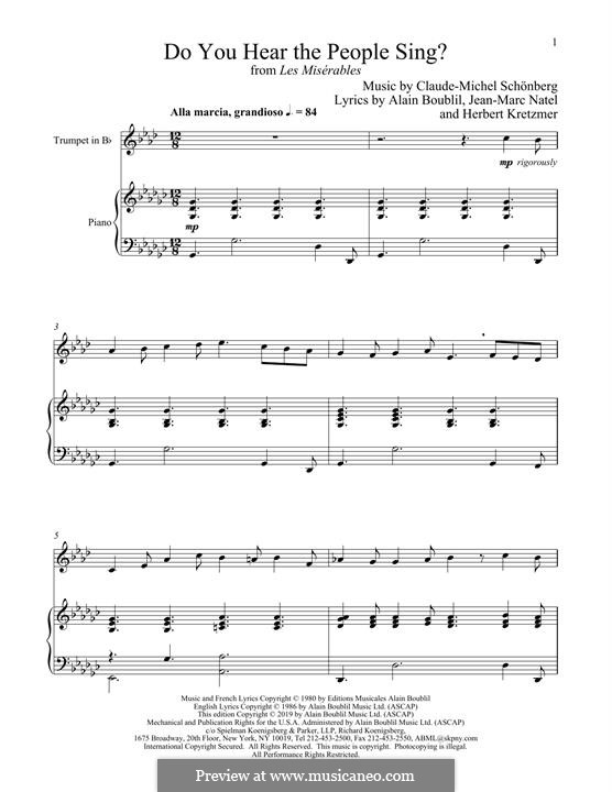 Do You Hear the People Sing: para trompeta e piano by Claude-Michel Schönberg