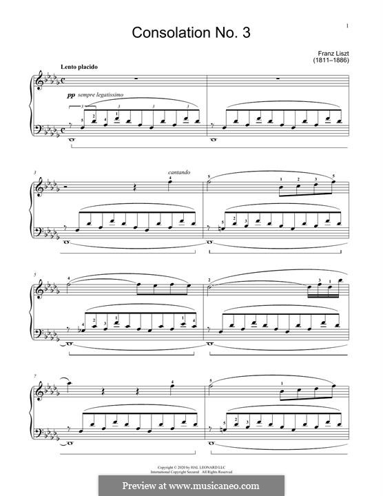 Consolations, S.172: No.3 em D flat maior by Franz Liszt