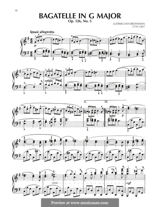 Six Bagatelles for Piano, Op.126: Bagatelle  No.5 by Ludwig van Beethoven