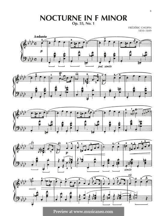 Nocturnes, Op.55: No.1 in F Minor by Frédéric Chopin