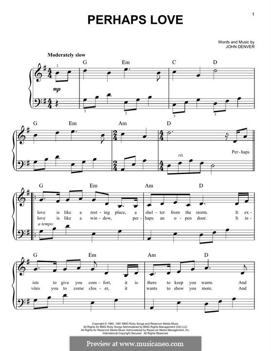 Perhaps Love: Para Piano by John Denver