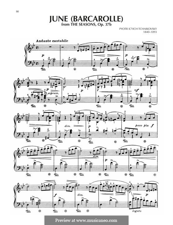 No.6 June (Barcarole): Para Piano by Pyotr Tchaikovsky