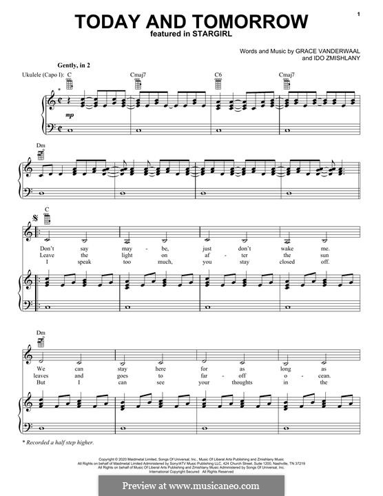 Today and Tomorrow (from Disney's Stargirl): Para vocais e piano (ou Guitarra) by Grace VanderWaal