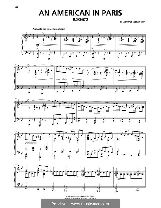 An American in Paris: Para Piano by George Gershwin