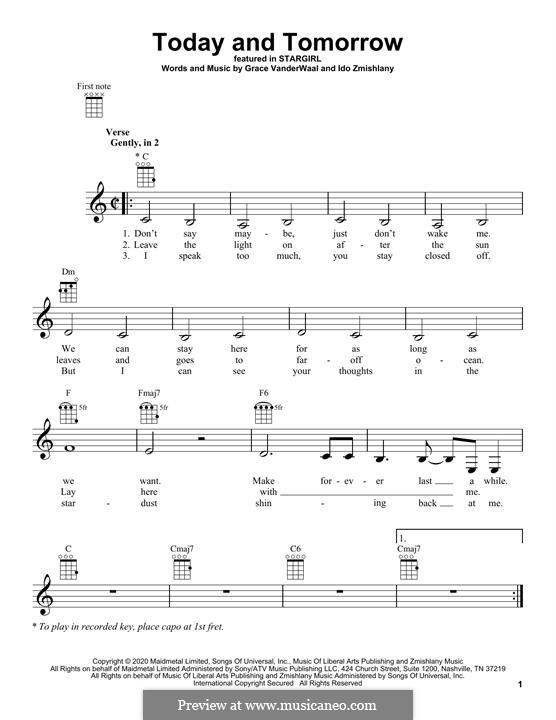 Today and Tomorrow (from Disney's Stargirl): para ukulele by Grace VanderWaal