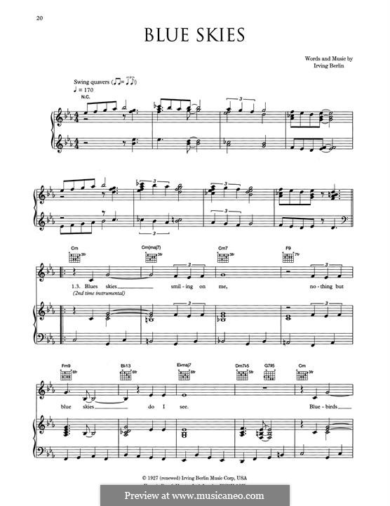 Blue Skies: For voice and piano or guitar (Eva Cassidy) by Irving Berlin