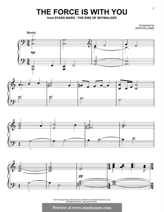 The Force Is With You (from The Rise Of Skywalker): Para Piano by John Williams