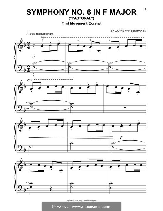 Movement I. Awakening of Happy Feelings on Arrival in the Countryside: Excerpt, for piano by Ludwig van Beethoven