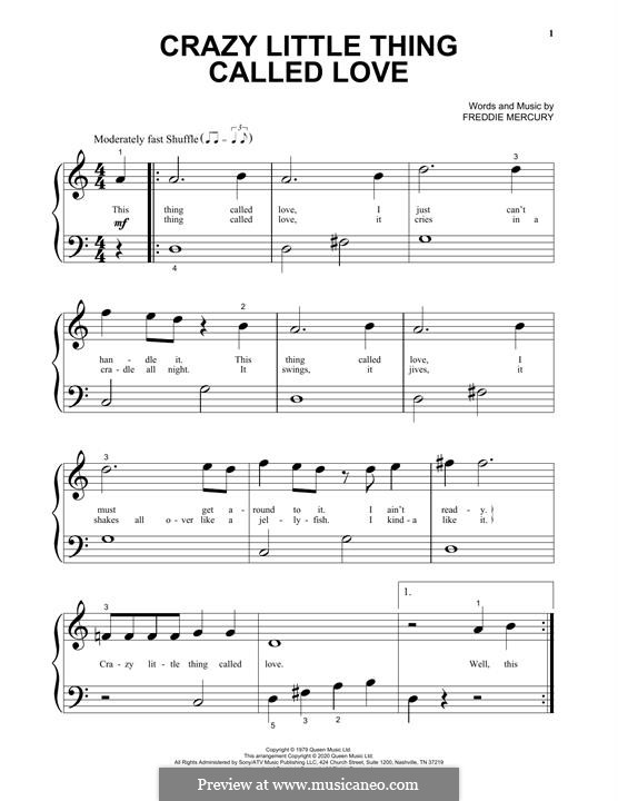 Piano version: Easy notes by Freddie Mercury