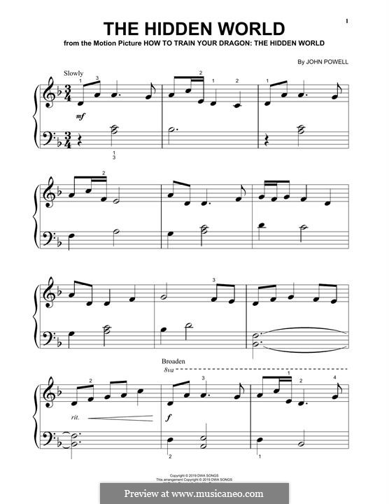 The Hidden World (from How to Train Your Dragon: The Hidden World): Facil para o piano by John Powell