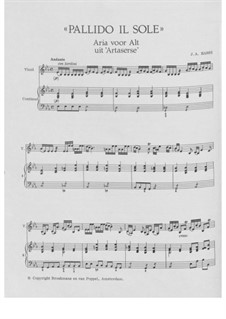 Artaserse: Pallido il Sole, for voice, violin and basso continuo by Johann Adolph Hasse