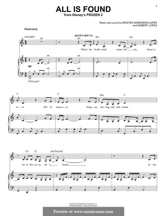 All Is Found (from Disney's Frozen 2): Para vocais e piano by Robert Lopez, Kristen Anderson-Lopez