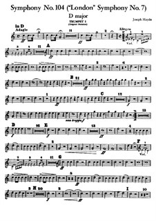 Symphony No.104 in D Major 'London', Hob.I/104: trompeta parte I by Joseph Haydn