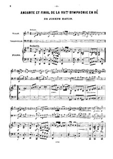 Symphony No.104 in D Major 'London', Hob.I/104: Movements II and IV, for violin, cello and piano by Joseph Haydn