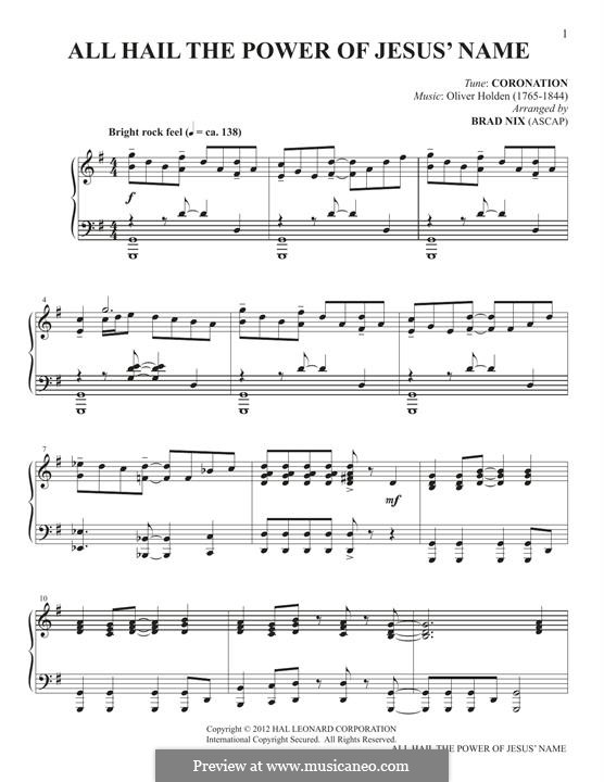 All Hail the Power of Jesus' Name: Para Piano by Oliver Holden