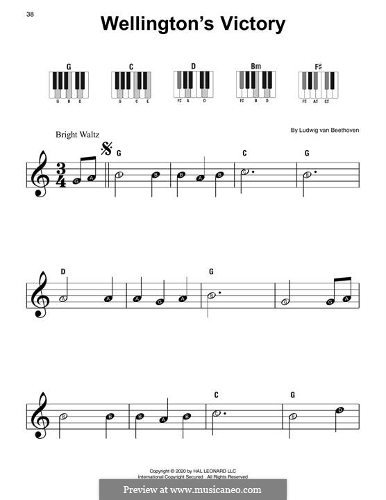 Wellington's Victory, or the Battle of Vitoria, Op.91: Fragment, for easy piano by Ludwig van Beethoven