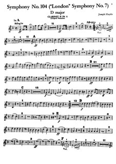 Symphony No.104 in D Major 'London', Hob.I/104: clarinete parte II by Joseph Haydn