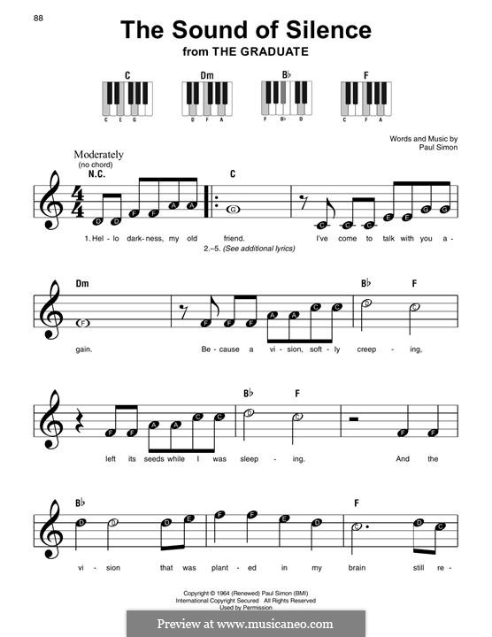 The Sound of Silence (Simon & Garfunkel): Facil para o piano by Paul Simon