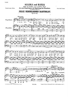 Twelve Songs, Op.8: Nr.12 Suleika und Hatem by Felix Mendelssohn-Bartholdy