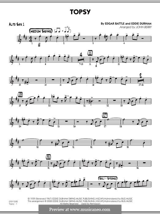 Topsy (arr. John Berry): Alto Sax 1 part by Eddie Durham, Edgar Battle