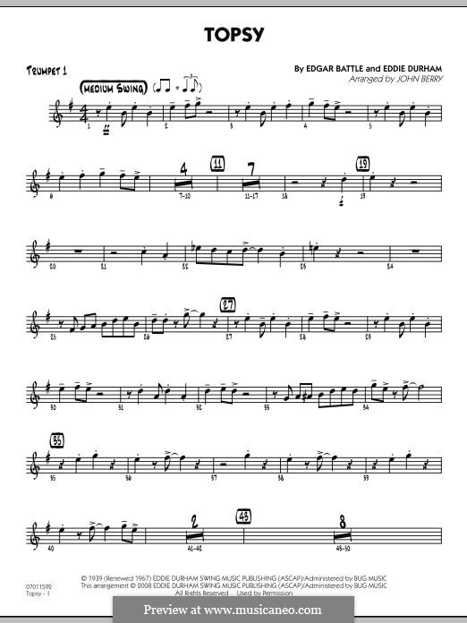 Topsy (arr. John Berry): Trumpet 1 part by Eddie Durham, Edgar Battle