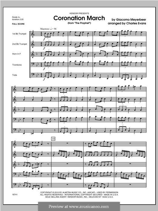 Le prophète (The Prophet): Coronation March, for winds – full score by Giacomo Meyerbeer