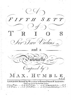 Six Trio Sonatas for Strings: violino parte I by Maximilian Humble