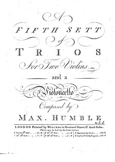 Six Trio Sonatas for Strings: violino parte II by Maximilian Humble