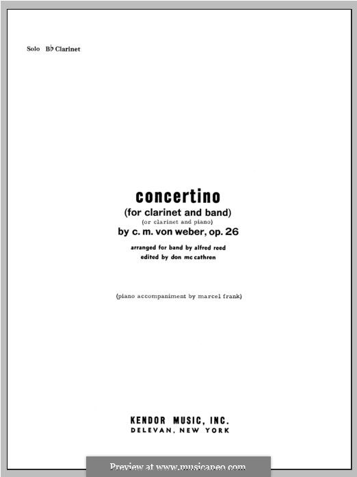 Concertino for Clarinet and Orchestra, J.109 Op.26: Solo Bb Clarinet part by Carl Maria von Weber