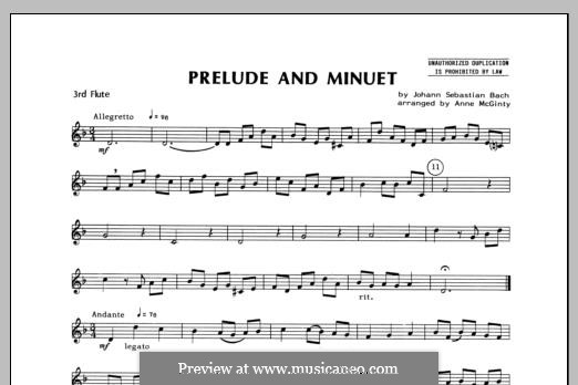 Prelude and Minuet: Flute 3 part by Johann Sebastian Bach