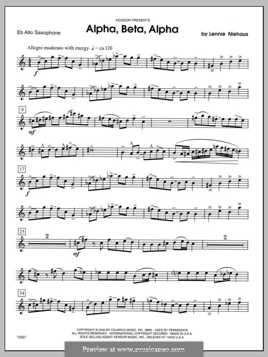 Alpha, Beta, Alpha: Alto Sax 2 part by Lennie Niehaus