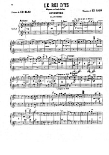 Le roi d'Ys (The King of Ys): parte clarinetes by Édouard Lalo