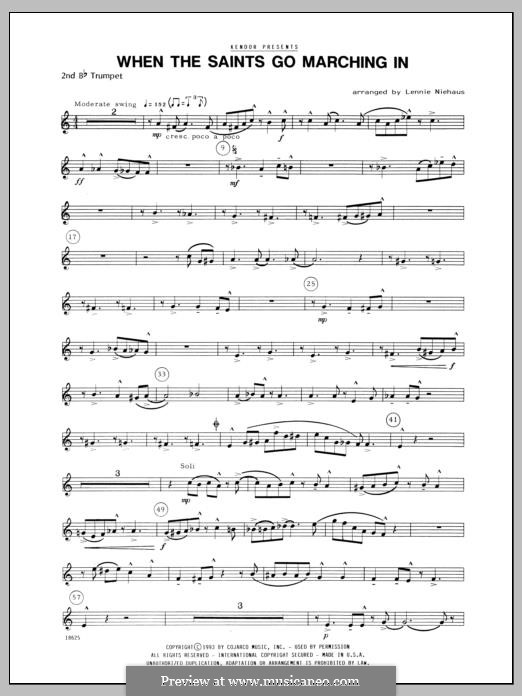 When the Saints Go Marching in (Chamber Arrangements): For winds – 2nd Bb Trumpet part by folklore