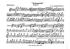 Automania. Galop for Cornet and Orchestra: parte flauta piccolo by Louis-Philippe Laurendeau