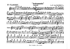 Automania. Galop for Cornet and Orchestra: clarinete em Es parte by Louis-Philippe Laurendeau