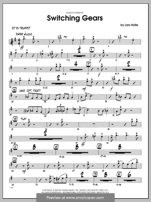 Switching Gears: 1st Bb Trumpet part by Lars Halle