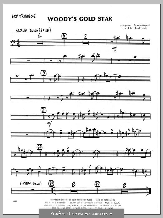 Woody's Gold Star: 3rd Trombone part by John Fedchock